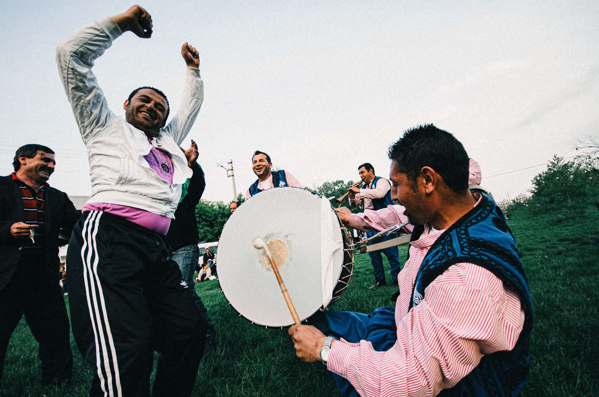 Documentary photograph of a dancer and davul drummer at the Kakava Hıdırellez festival, Edirne, Turkey, 2009 by Tarık Kaan Muslu